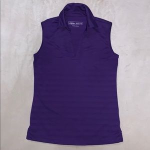 Lady Hagen purple ribbed sleeveless golf polo